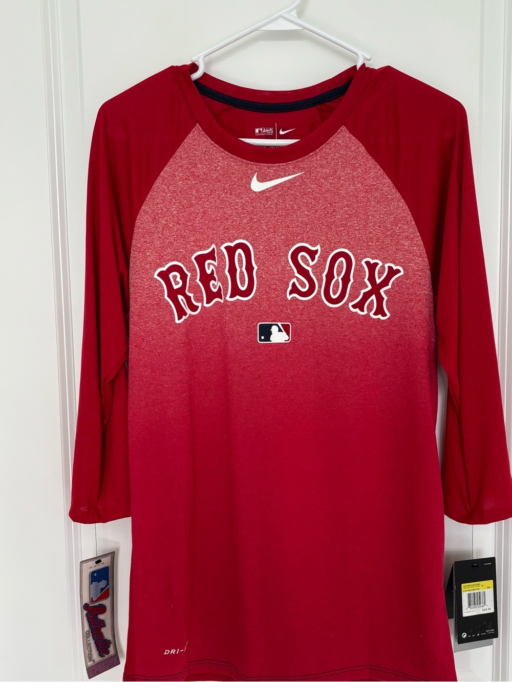 Nike MBL Boston Red Sox Dri-FIT Raglan 3/4 Sleeve Shirt Men’s S NWT